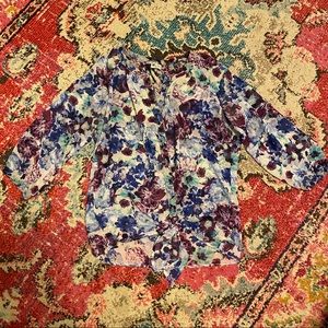 Kut From The Kloth Blue & Purple Floral Blouse